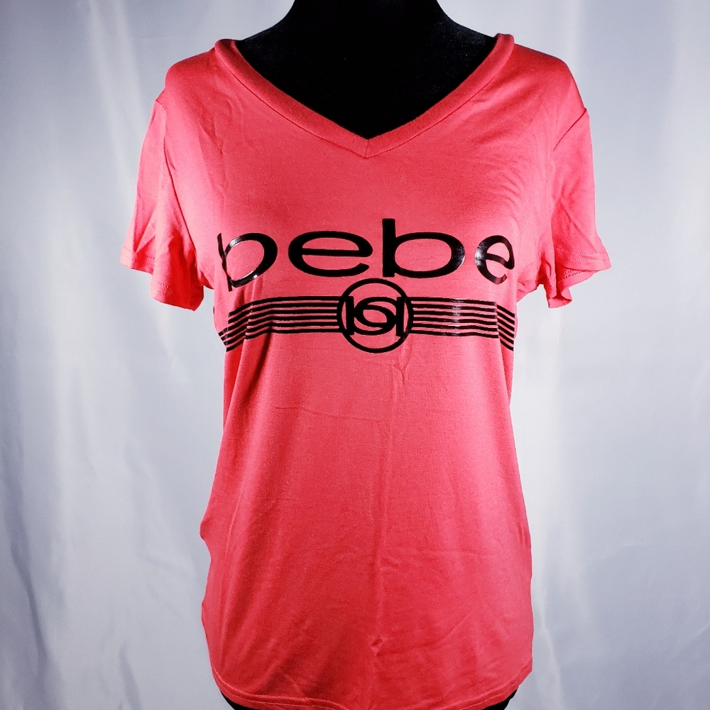 Bebe Sport V-Neck Logo Screen Tee. - Picture 6 of 6